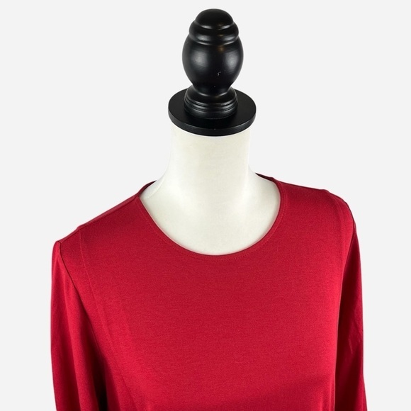 J Jill Wearever Collection 3/4 Sleeve Dress True Red Medium Stretch NEW - Picture 2 of 14